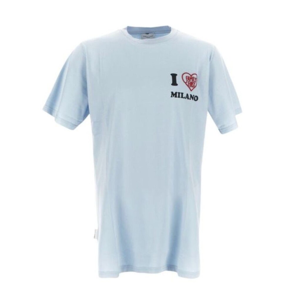 Family First 'I Love Milano' T-shirt Short Sleeve Light Blue Size XXL